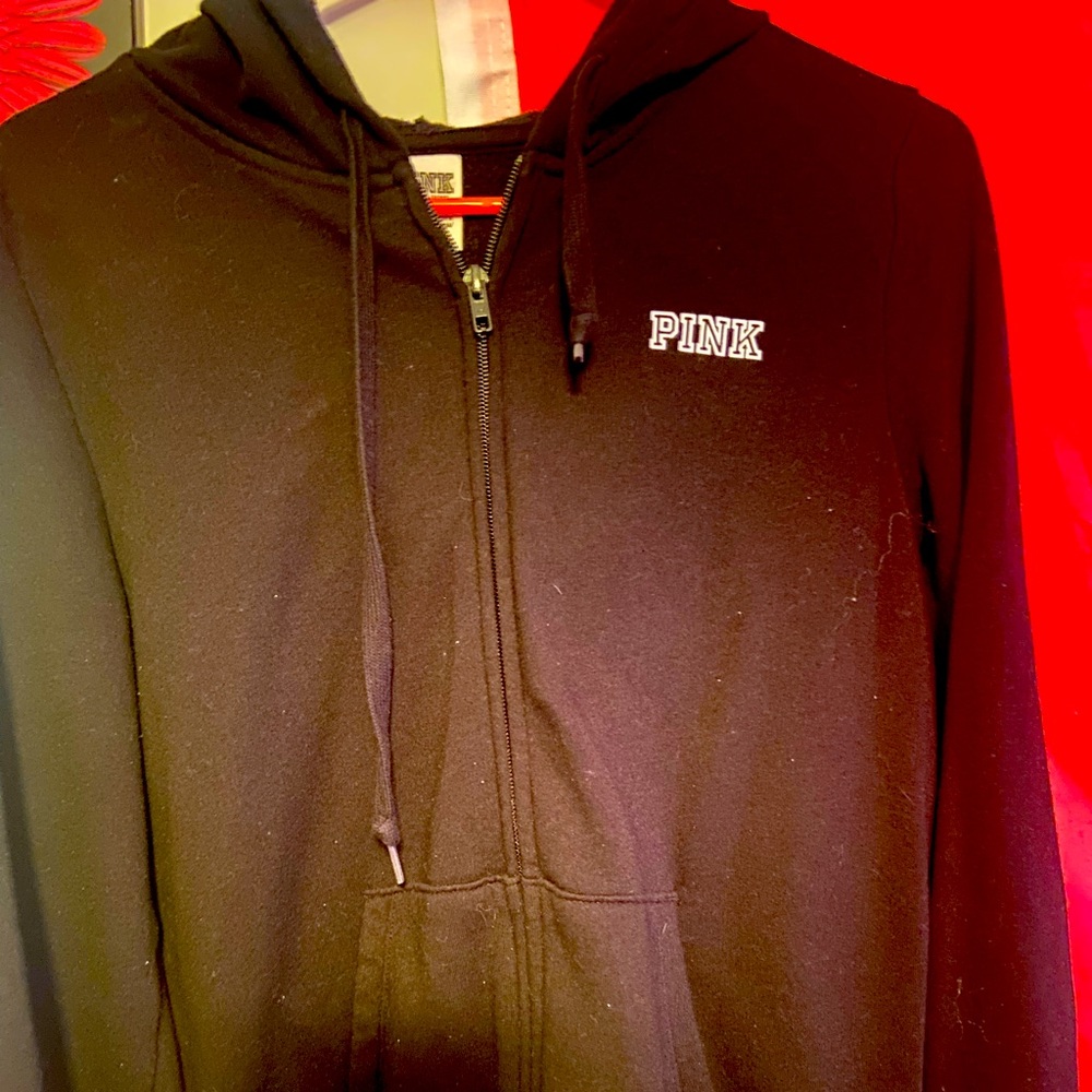 Victoria Secret Pink black zip hoodie